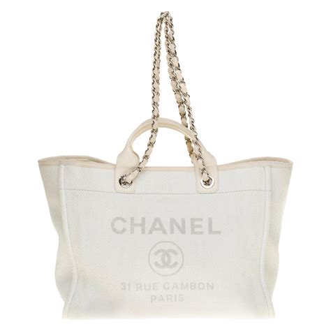 chanel tote bag white|Chanel canvas tote 2021.